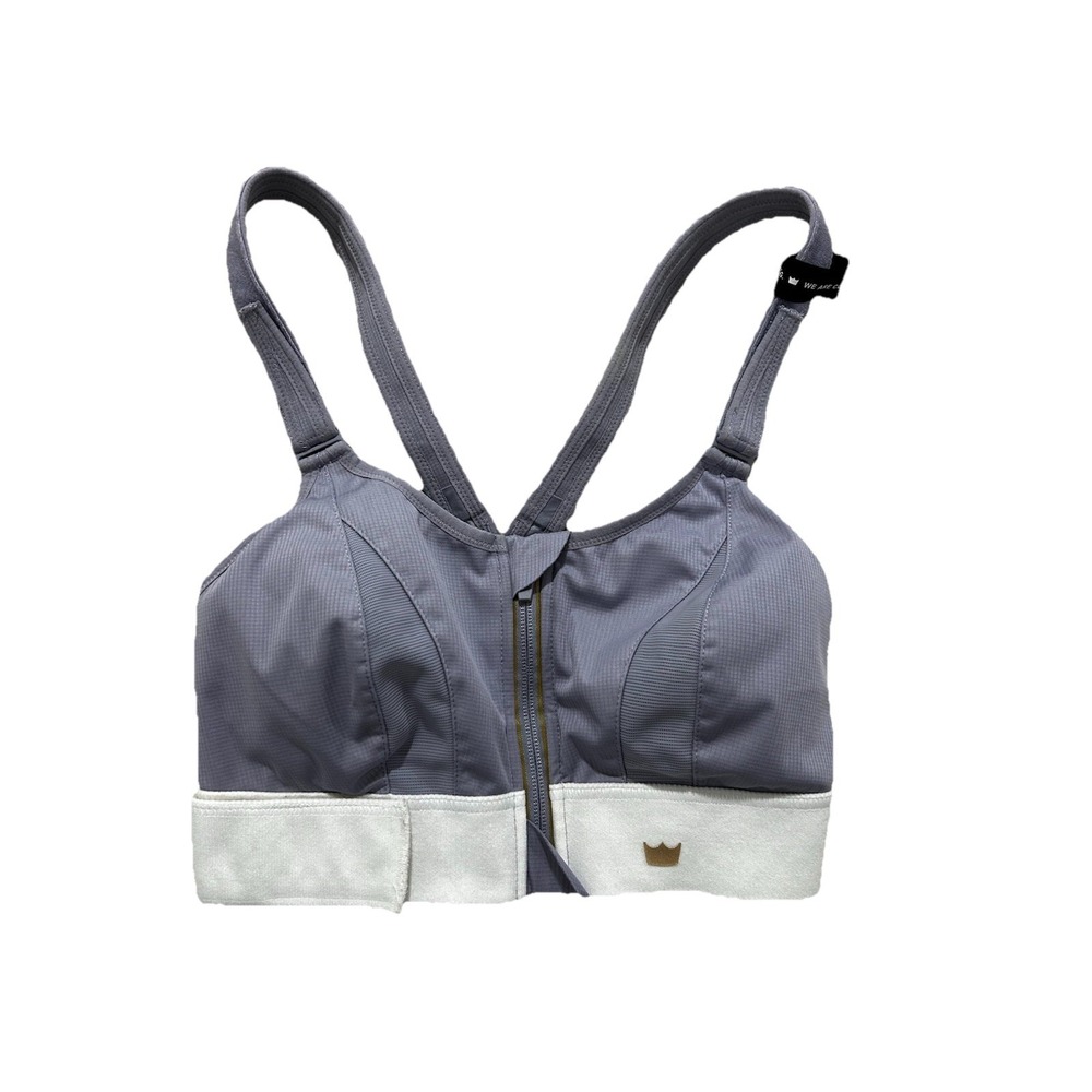 SHEFIT Gray & White Front-Zip Support Sports Bra